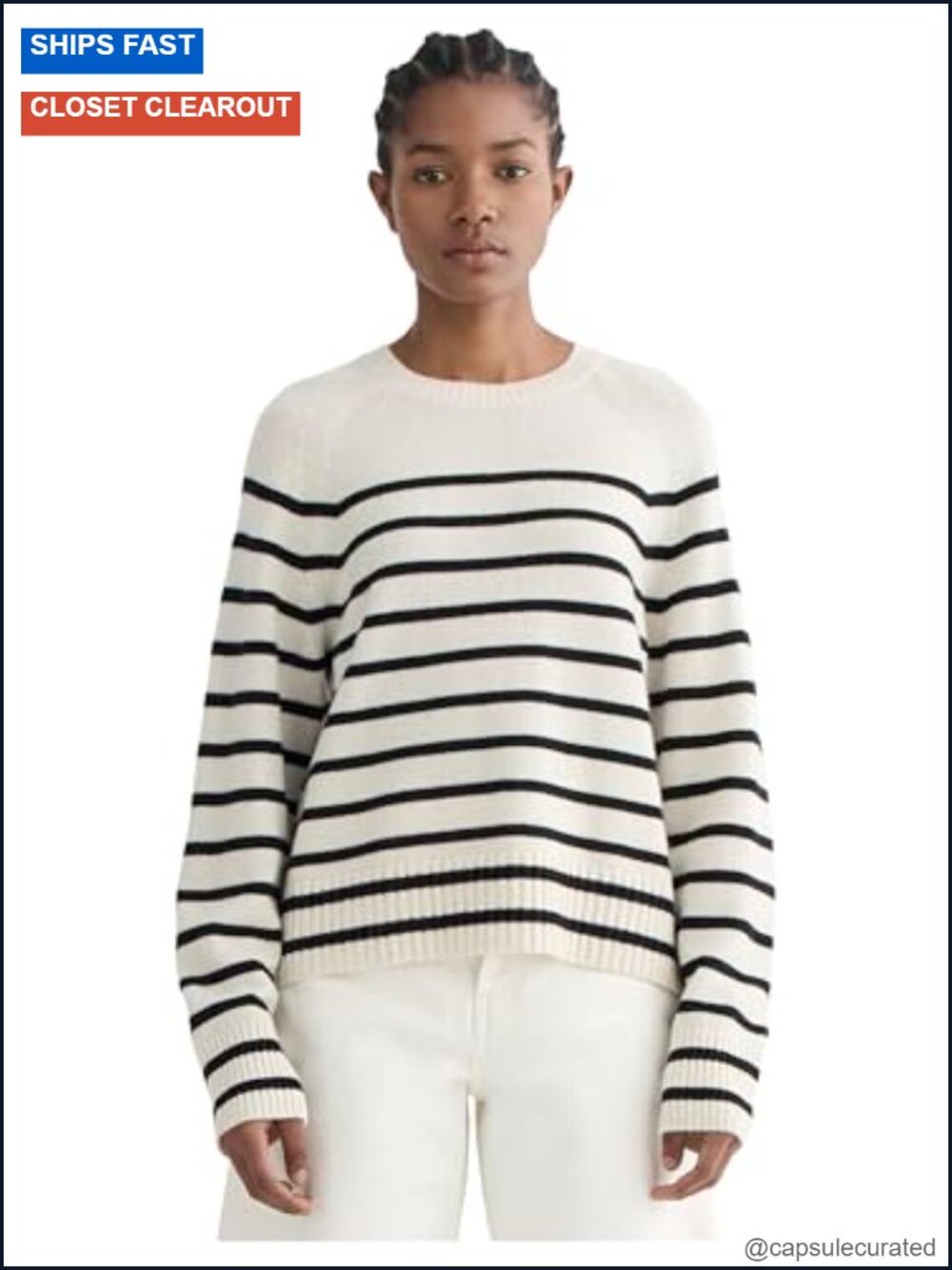 Cashmere Boxy Crew Neck Pullover Sweater Relaxed Fit